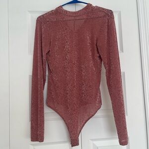 Guess Mauve Lace Detail Top Bodysuit